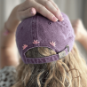 Casquette brodée à la main motif floral unique - Alobélise Créations