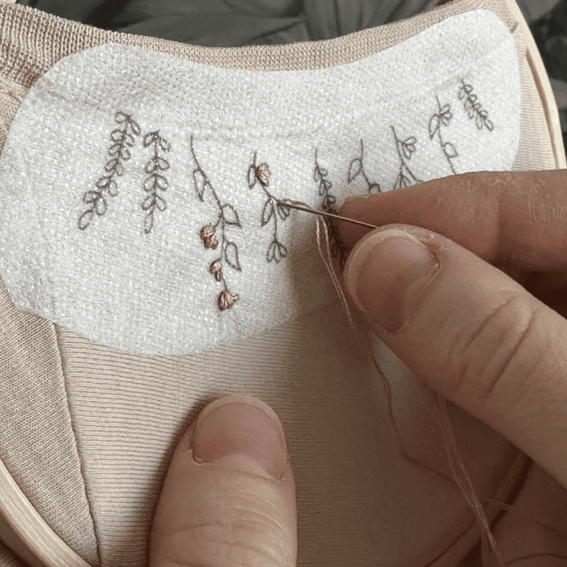Kit de broderie florale DIY – motifs de fleurs à broder sur jean et vêtements