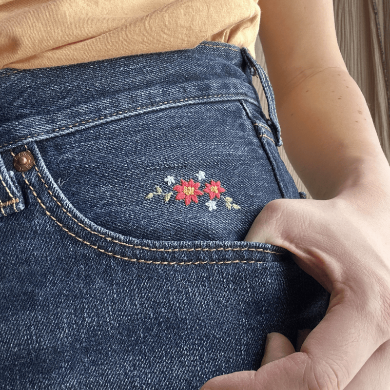 Kit de broderie florale DIY – motifs de fleurs à broder sur jean et vêtements