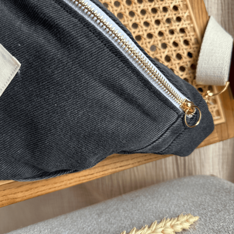 Sac Banane Denim Upcyclé Noir - Alobélise Créations