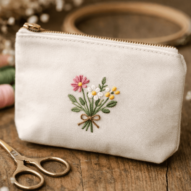Trousse broderie fleurie initiation broderie Alobélise Créations