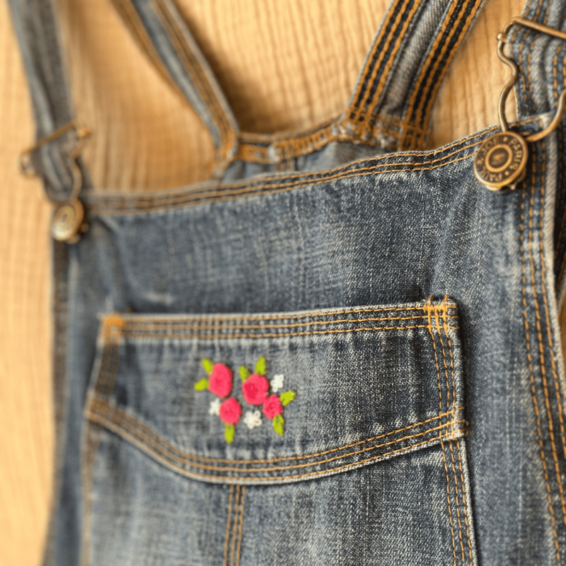 Robe salopette roses - Alobélise Créations