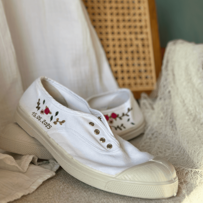 Baskets personnalisées brodées pour une mariée pour son mariage